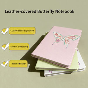 नई तितली पु चमड़े को कवर ब्लैक नोटबुक क्रिएटिव बिजनेस ऑफिस नोट-कस्टमाइज्ड हैंड अकाउंट 80 शीट लिखना - Product Image 3