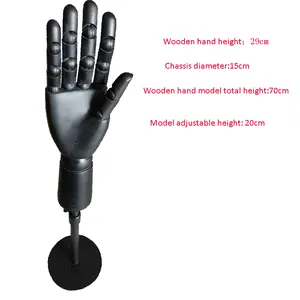 Wooden Black Hand Manikin Flexible Fingers Hand Display Mannequin