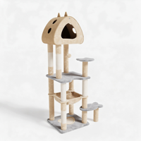 Centre d'activités pour chat de luxe à 5 niveaux, moderne et classique, durable, avec niche confortable, hamac suspendu et poteaux à gratter en sisal naturel