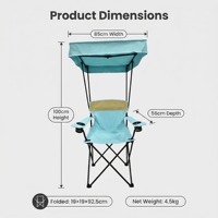 Fauteuil de camping pliant de luxe portable et personnalisé avec auvent pour la randonnée, les voyages, les pique-niques, la pêche, la plage et le jardin