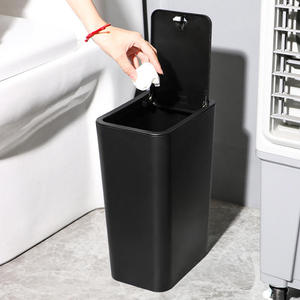 10L PP Umweltfreundlicher Papierkorb für Zuhause & Büro Stehender Abfalleimer mit Druckdeckel Schlanker Mülleimer - Product Image 3