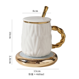 Factory Supply Temperature Controlled Coaster Ceramic <b>Tea</b> <b>Cup</b> <b>Tea</b> <b>Cup</b> <b>Set</b> Luxury Coffee <b>Cup</b> for Coffee & Water with Spoon - Product Image 6