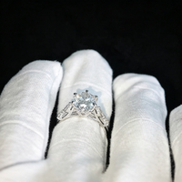 Bague de fiançailles en platine PT950 certifiée IGI 2 carats avec diamant taille ovale et pierres latérales marquise, bague de promesse de mariage solitaire pour femme