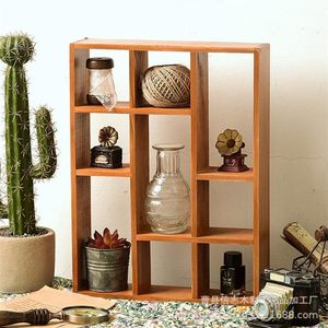 Wooden <b>Wall</b> <b>Display</b> Rack 3 Tier Grid Storage Shelf Freestanding Rectangle Multipurpose Home Decoration - Product Image 1