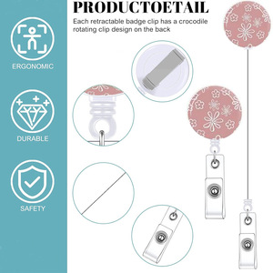 Clip dorsal en époxy rond de 3,2 mm avec boucle à tirage facile, porte-carte vertical, badge rétractable en ABS semi-transparent imprimé UV - Product Image 2