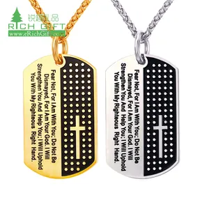Unique design free sample custom metal debossed stainless steel shiny brass engraved logo pendant necklace dog tags