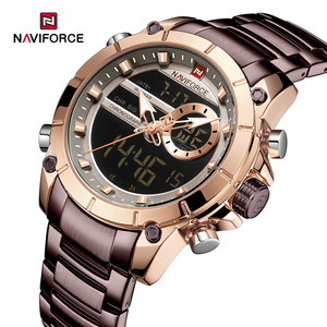 NAVIFORCE 9163 Orologio da Polso Sportivo da <span class=keywords><strong>Uomo</strong></span> con Display Analogico-Digitale al Quarzo, in Acciaio Inossidabile, Bestseller Originale - Product Image 1