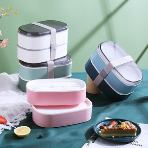 Japanese Style Lunchbox Compartmentalized Double Layer Plastic Portable Insulated For Students Office Workers - Product Image 2
