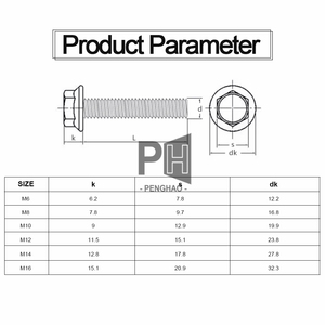 Hợp kim thép hình lục giác đầu với răng cưa mặt bích cap vít M6 M8 M10 M12 M14 M16 màu kẽm mạ Hex máy giặt đầu bu lông ốc vít - Product Image 5