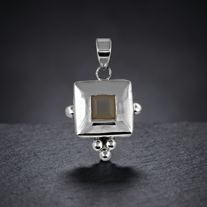 Art Palace - Colgante Geométrico de Plata 925 con Incrustaciones de Piedras Naturales, Joyería Clásica Unisex para Uso Diario - Product Image 2