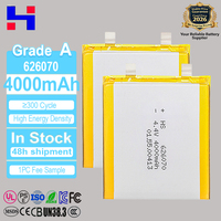 แบตเตอรี่ลิเธียมโพลิเมอร์ HS Brand 3.85V 4000mAh รุ่น 626070  แบบกำหนดเองได้ ความจุสูง ความหนาแน่นพลังงานสูง สำหรับแล็ปท็อป