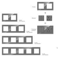 Prise murale en verre trempé avec 16A, 2 prises, 1 USB-A, 1 USB-C, IP22, CE, pour usage hospitalier, adaptateur de prise de type britannique