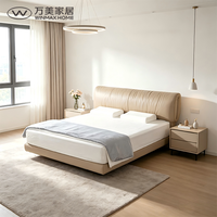 Lit rembourré en cuir véritable de luxe, style minimaliste moderne, taille King Queen, pour chambre à coucher, V436