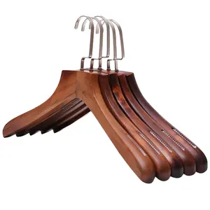 Wholesale Bronze Wooden Clothes Hangers Custom Logo Cheap Cloth Wooden Hanger With Hook
