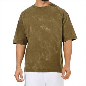 Camisetas Casuales de Último Diseño para Hombre, Lavado Ácido, Hombros Caídos, Corte Holgado, 100% Algodón, Secado Rápido y Transpirable, Color Sólido - Product Image 1