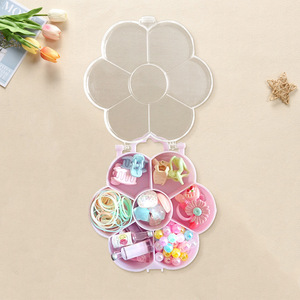 Girls Hair Accessory Set DIY Beaded Jewelry Box Cartoon Storage Case For Kids Pink With Transparent Lid - Product Image 2