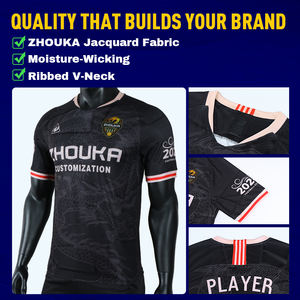 Футбольная форма на заказ от производителя: мужская футболка из полиэстера с жаккардовым узором и персонализированной сублимацией для команд - Product Image 3