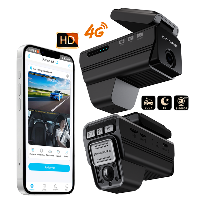 4G LTE Dual Dash Cam with Video Recorder Cloud Storage GPS Tracking Night Vision Two-Way Audio 24H Parking Security Camera