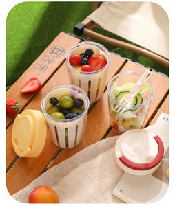 Переносная чашка для хранения фруктового салата с крышками и вилкой, контейнеры для хранения фруктов, контейнер для еды, хрустящая чашка для обеда, 20 унций - Product Image 6