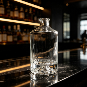 Bouteille en verre vide transparente pour <span class=keywords><strong>whisky</strong></span> et spiritueux, haute et fine, à épaule arrondie, base lourde, couleur <span class=keywords><strong>Bordeaux</strong></span>, vente en gros directe usine - Product Image 4