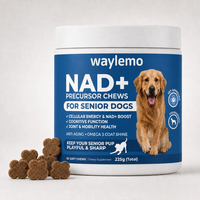 Waylemo NAD+ Precursor Soft Chews pour chiens seniors, formule vétérinaire, anti-âge, soutien immunitaire, stimulation de l'énergie cellulaire, 90 unités