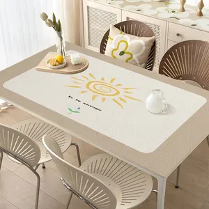 Custom fashion leather waterproof and oil-proof no-wash tablecloth rectangular anti-hot tea table PU leather table cloth