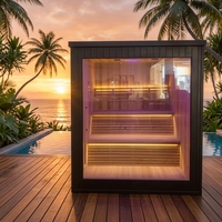 Ruang Sauna Kayu Solid Elektrik Luar Ruangan Mewah Modern dengan Kompor Harvia 6kw Kontrol Komputer Ukuran dan Warna Dapat Disesuaikan untuk Penggunaan di Vila