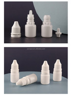 Flacon compte-gouttes pour les yeux en plastique HDPE PE médical, blanc laiteux opaque, 3 ml, 5 ml, avec bouchon anti-effraction, anneau de sécurité, embout court et épais