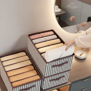 صندوق تخزين قماشي مستطيل قابل للطي موفر للمساحة، متين وأنيق وعصري لتنظيم الملابس في غرفة النوم والخزانة - Product Image 2