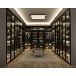 Nhà hiện đại khách sạn phòng thay đồ đi Bộ tủ quần áo thiết kế tùy chỉnh phòng ngủ kim loại khung gỗ đi bộ trong tủ quần áo với trung tâm đảo - Product Image 5