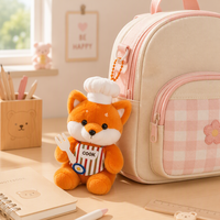 Peluche renard chef mignon, poupée mascotte animale douce pour filles, pendentif de sac