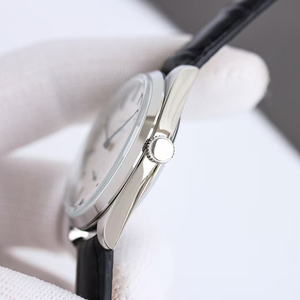 Montre unisexe de luxe haut de gamme, lumineuse, étanche, avec petite seconde, cristal saphir, boîtier en acier inoxydable argenté, bracelet en cuir noir - Product Image 3