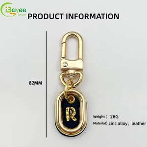 Zinc Alloy Die Casting Custom Oval-shaped Leather Golden Hollow Oval-shaped Keychain for Bag Car - Product Image 2