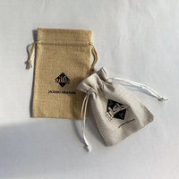 Pochette d'emballage pour bijoux en chanvre personnalisée avec logo écologique, sac de rangement cadeau en jute et lin composite avec cordon de serrage