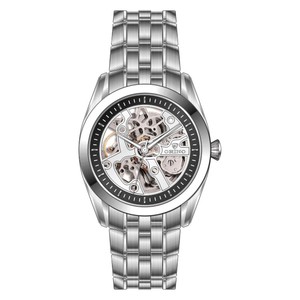 Orologio da <span class=keywords><strong>Uomo</strong></span> Meccanico Automatico Scheletrato Personalizzato con Motivo Traforato, Cassa in Acciaio Inossidabile Luminosa e <span class=keywords><strong>Cinturino</strong></span> in Vera <span class=keywords><strong>Pelle</strong></span> - Product Image 4