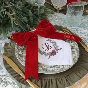 Embroidered Handmade Cotton-<b>linen</b> Napkins <b>Placemat</b> Organic Fabric Personalized Hemstitch Wedding Custom Monogram Machine - Product Image 1