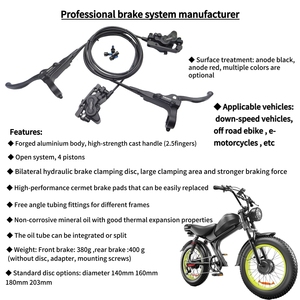 Mtb Moped Ebike Top Quality 4 Piston Hydraulic Brake Set Wholesale Escooter Electric Bicycle Disc Brake Kit Handle - Product Image 6