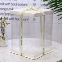 Boîte à gâteau transparente personnalisée de qualité alimentaire, gaufrage, laminage brillant/mat, revêtement UV, logo personnalisé noir pour mariage/anniversaire