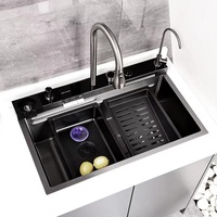 Évier de cuisine simple en acier inoxydable 304 avec robinet extractible en laiton