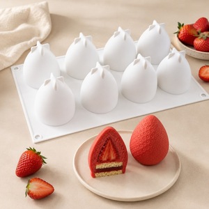 Strawberry <b>Silicone</b> Mousse Mold 15 Cavity Realistic Fruit Shape <b>Baking</b> Cake Mold For Dessert Chocolate Making - Product Image 2