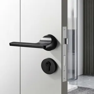 Privacy Door Lever Set With Round Rosette Zinc Alloy Aluminum Modern Door Handle