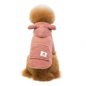 <span class=keywords><strong>Pull</strong></span> <span class=keywords><strong>en</strong></span> peluche doux personnalisé avec logo pour petits chiens, nouveau sweat à capuche polaire pour chien avec oreilles d'ours, vêtements chauds d'hiver pour animaux de compagnie avec poche - Product Image 3
