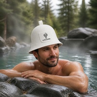 Chapeau de sauna en feutre blanc pur, épais, doux, durable, isolant thermiquement, avec logo personnalisé, unisexe, pour spa, hammam, banya, maison de bain