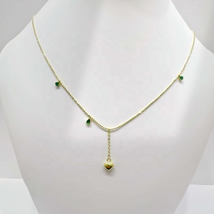 Precio de fábrica, plata 925, chapado en oro, collares sencillos de lujo, joyería fina, collar de cuentas delicadas con circonita para el verano, para niñas. - Product Image 3