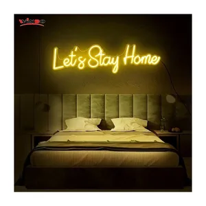Winbo Wholesale Led Logo Light Neon Sign Custom Made Wedding NO MOQ Dropshipping let's stay home Neon Sign