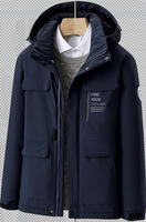 Veste de terrain marine, parka imperméable à capuche avec poches à rabat, fermeture à pression, manteau de travail utilitaire pour hommes et femmes