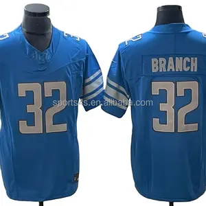 廉价定制缝制美式足球制服批发狮子橄榄球队布莱恩·布兰奇萨姆·拉波特塔球衣