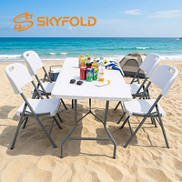 Ensemble de table et de chaises pliantes en plastique blanc pour jardin extérieur