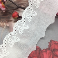 En stock, ruban en coton brodé avec nœud papillon de 5,5 cm, dentelle à motif papillon, fil de coton, tissu en coton, accessoires de bricolage pour vêtements d'enfants