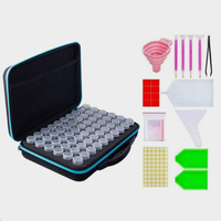 Boîte de rangement 60 pièces pour bouteilles en plastique, kit de bijoux pour peinture diamant, outils à ongles, conteneur de perles, pot, étui à fermeture éclair, respectueux de l'environnement